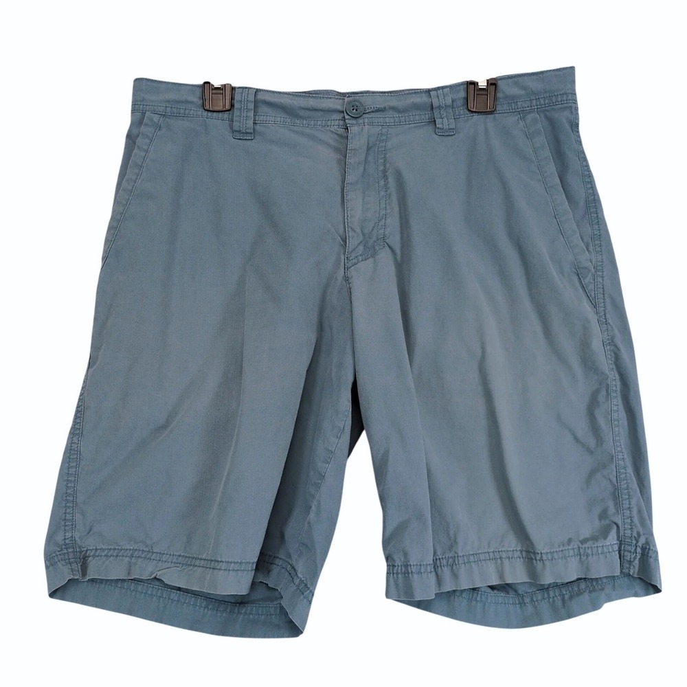 Columbia Blue Chino Shorts‎ Mens 34 35x10 Cotton Casual Flat Front Logo Preppy